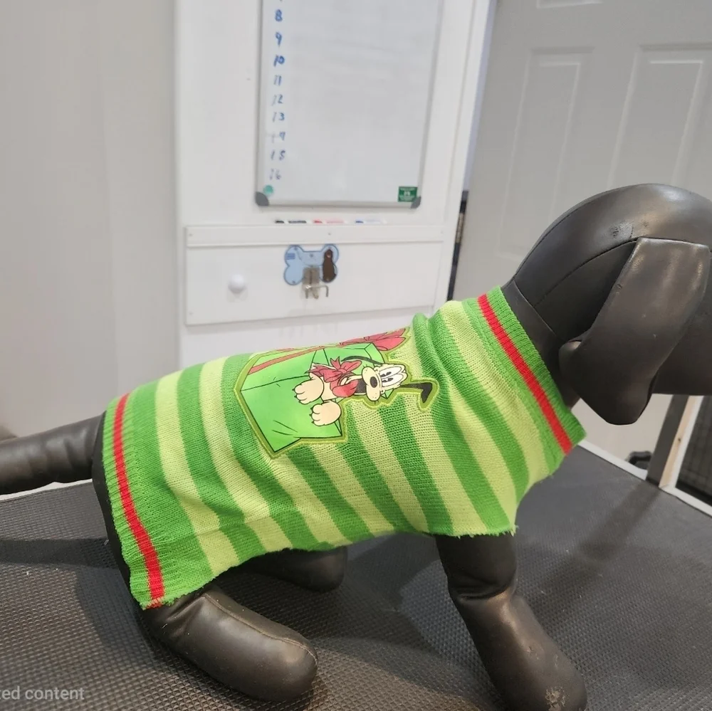 Disney Pluto Green Striped Dog Christmas Sweater